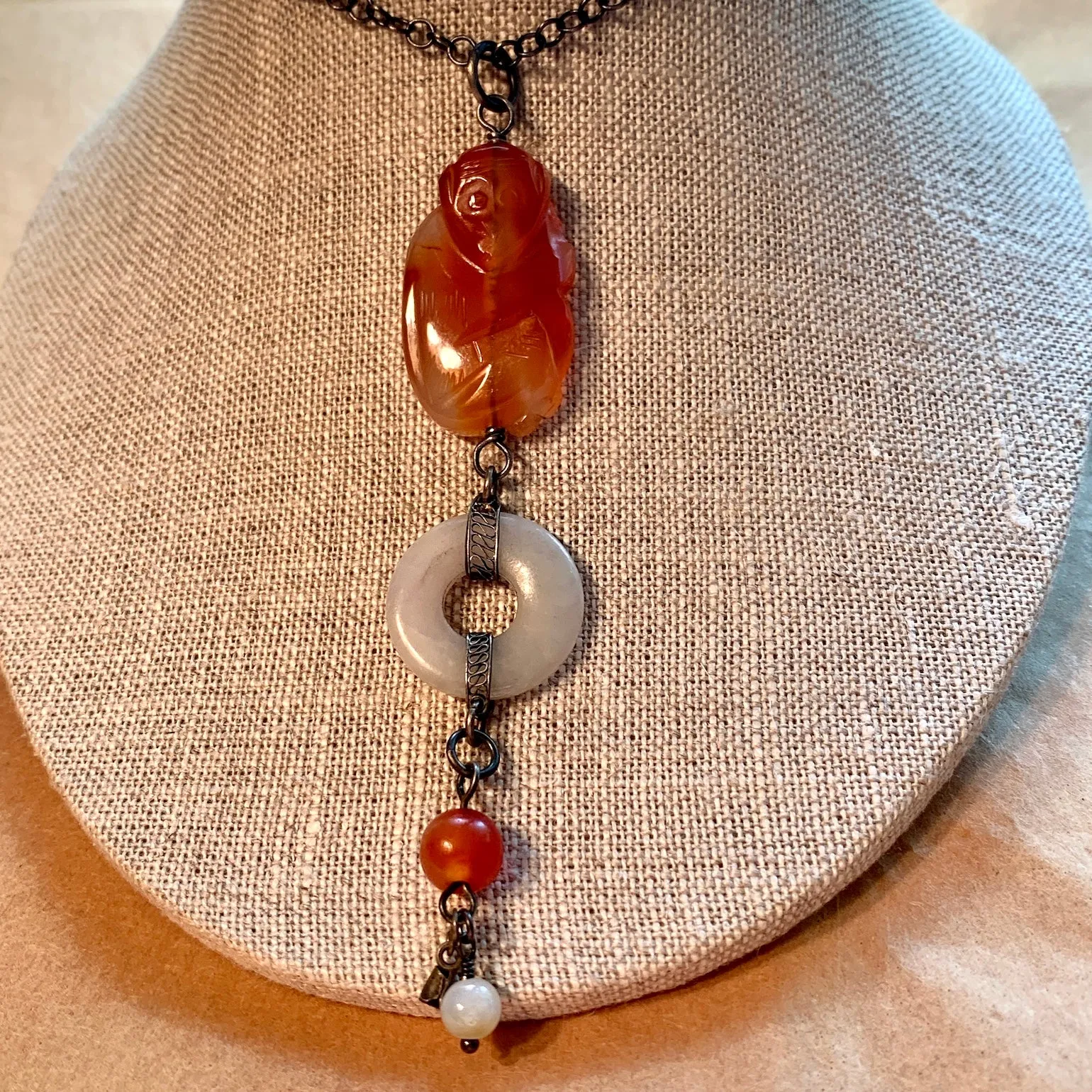 Carnelian Monkey Necklace by Ruth