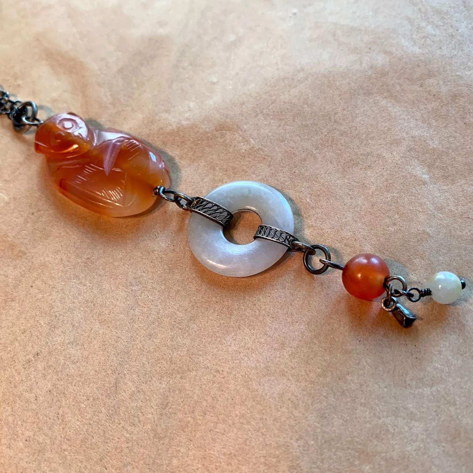 Carnelian Monkey Necklace by Ruth