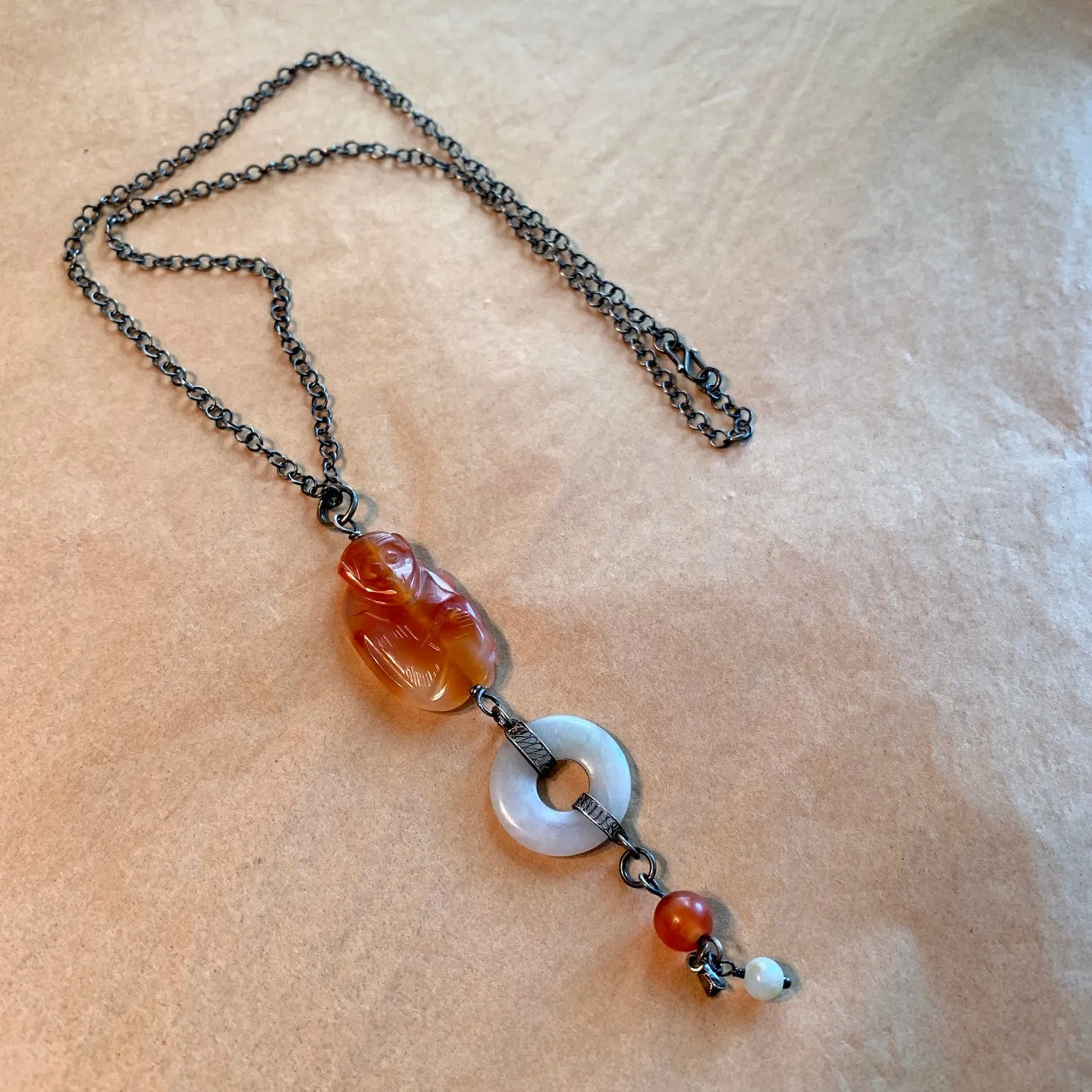 Carnelian Monkey Necklace by Ruth