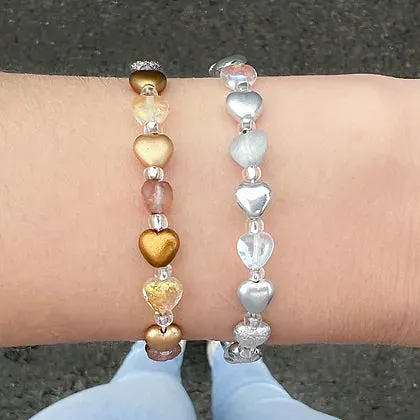 Carrie Elspeth Gold Calon Recycled Glass Beaded Heart Bracelet