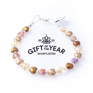 Carrie Elspeth Gold Calon Recycled Glass Beaded Heart Bracelet