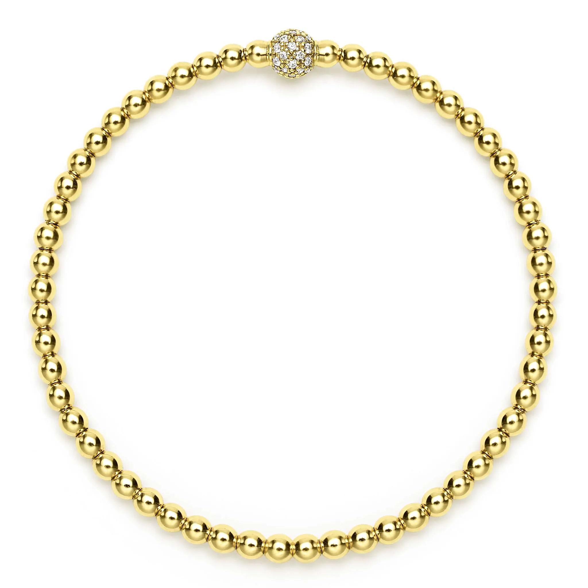 Caviar Gold 18K Gold and Diamond Bead Bracelet | 3mm