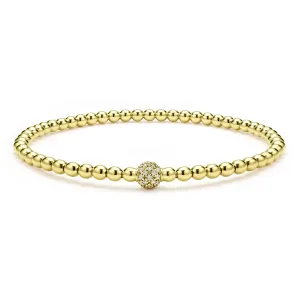 Caviar Gold 18K Gold and Diamond Bead Bracelet | 3mm