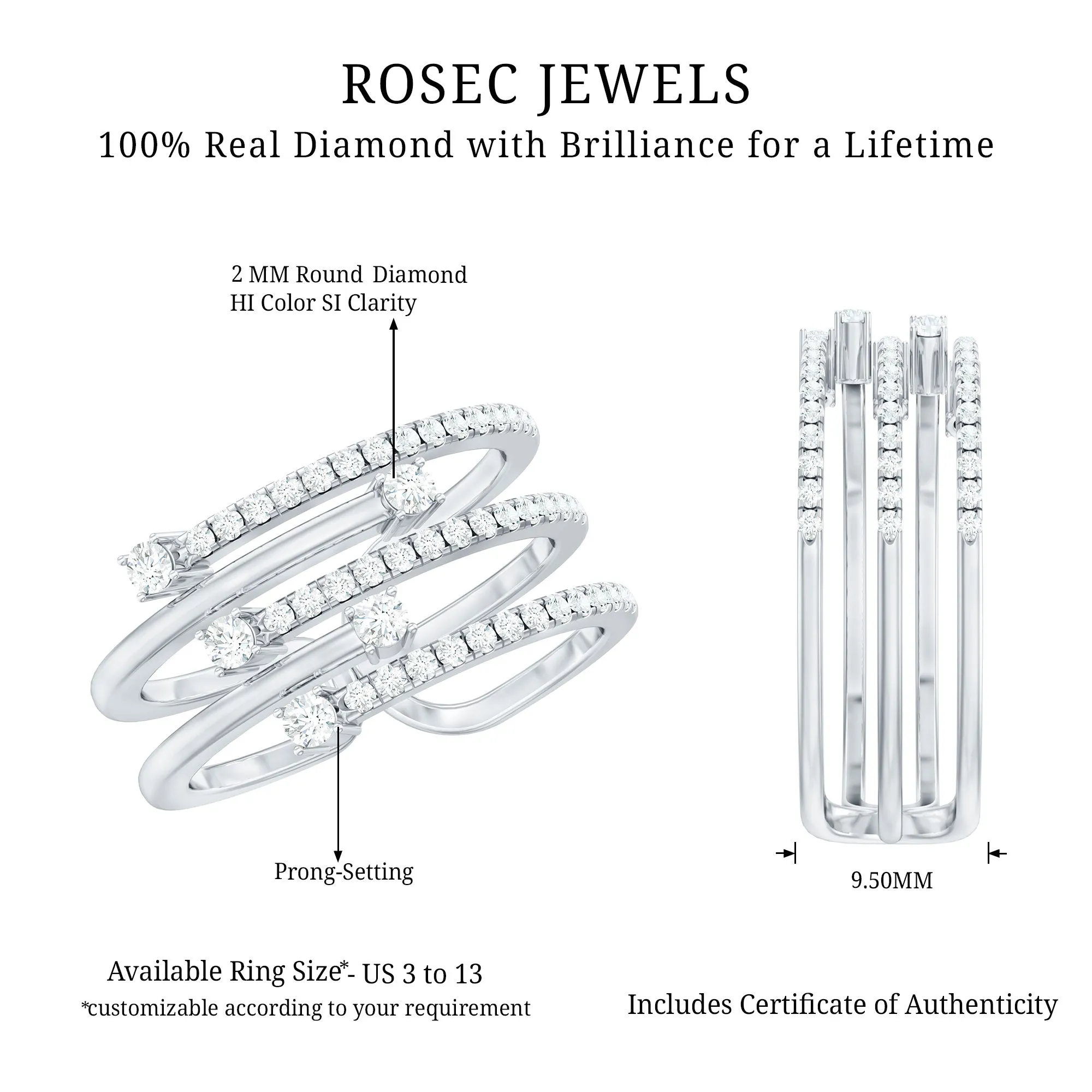 Certified Diamond Cocktail Wrap Ring