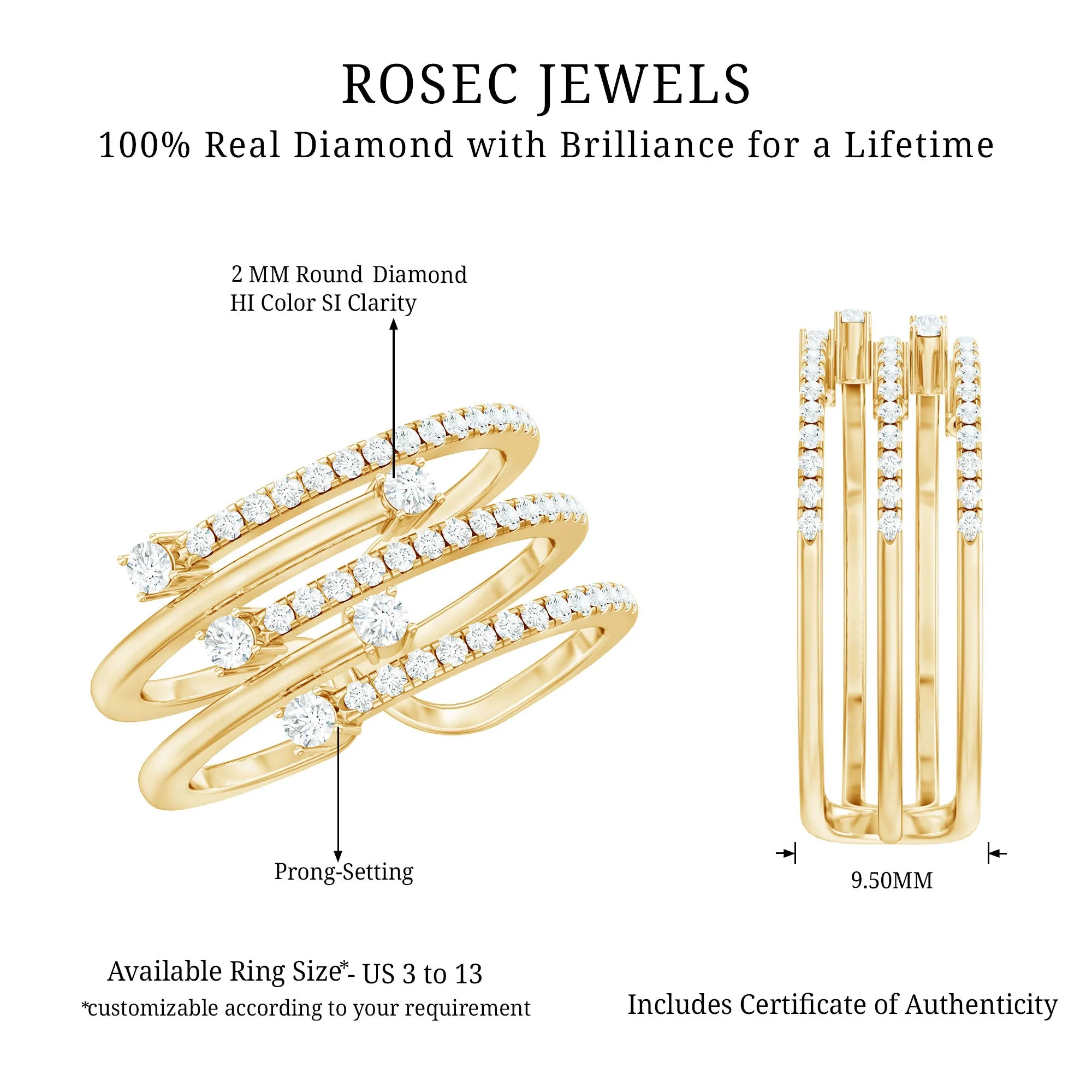 Certified Diamond Cocktail Wrap Ring