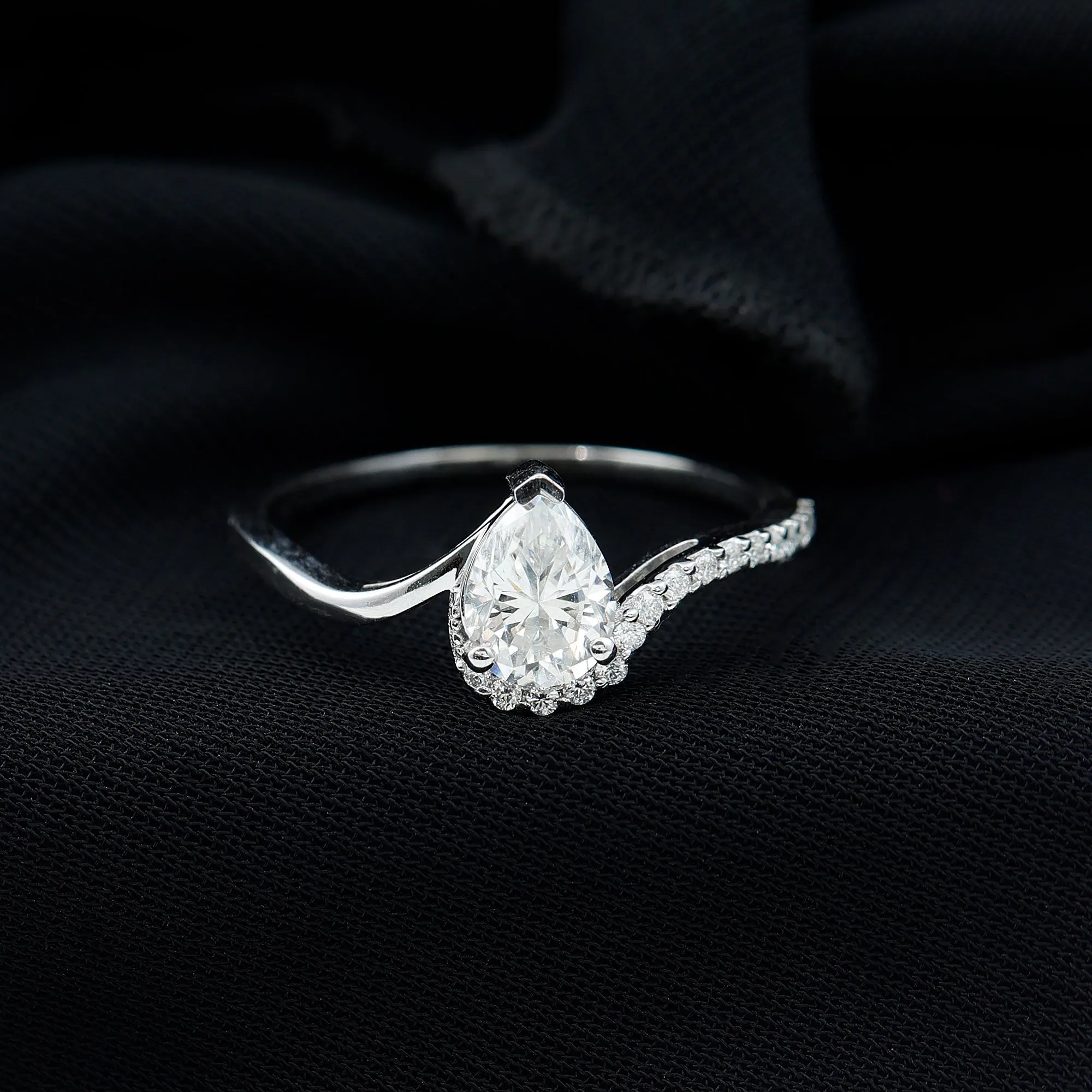 Certified Moissanite Bypass Engagement Ring