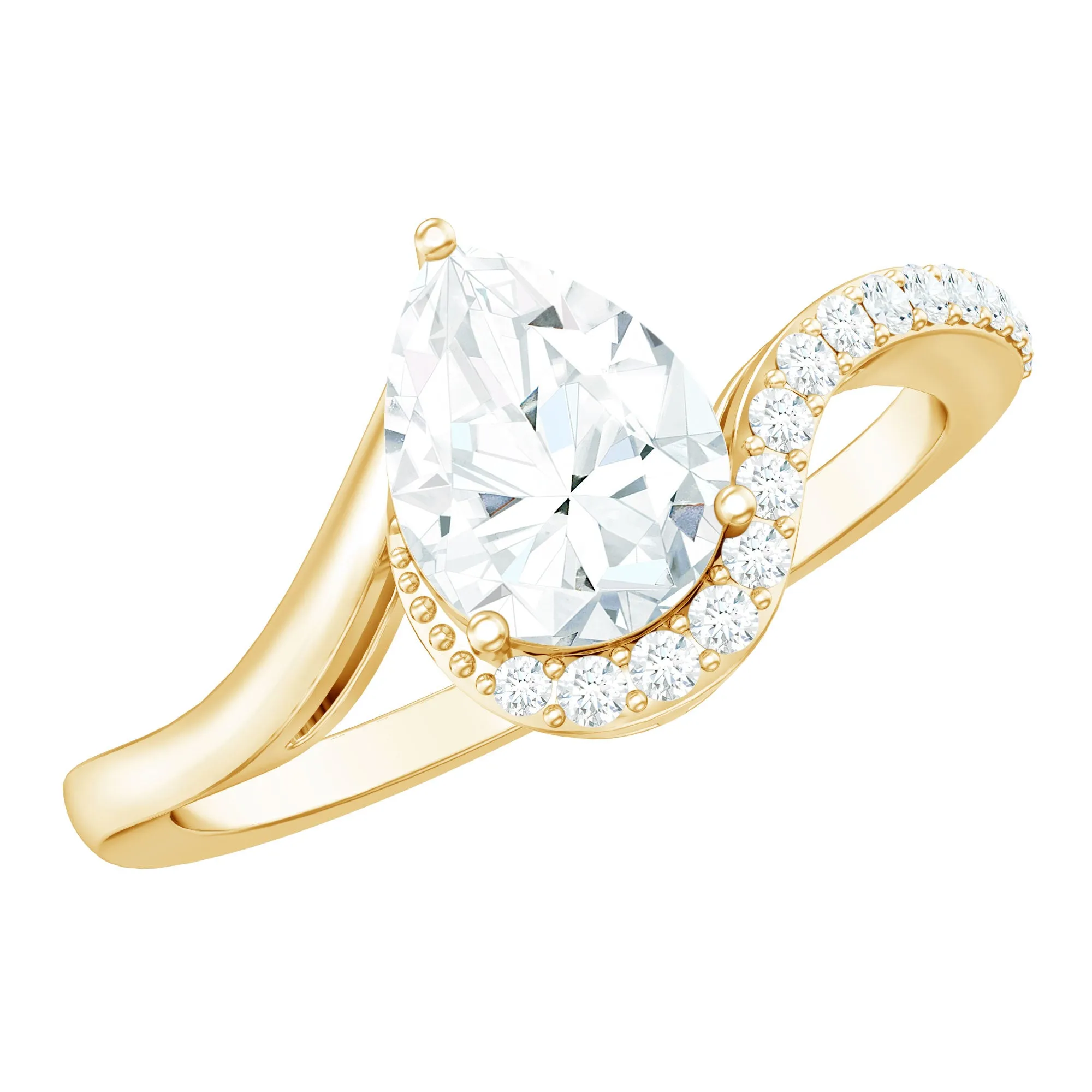 Certified Moissanite Bypass Engagement Ring