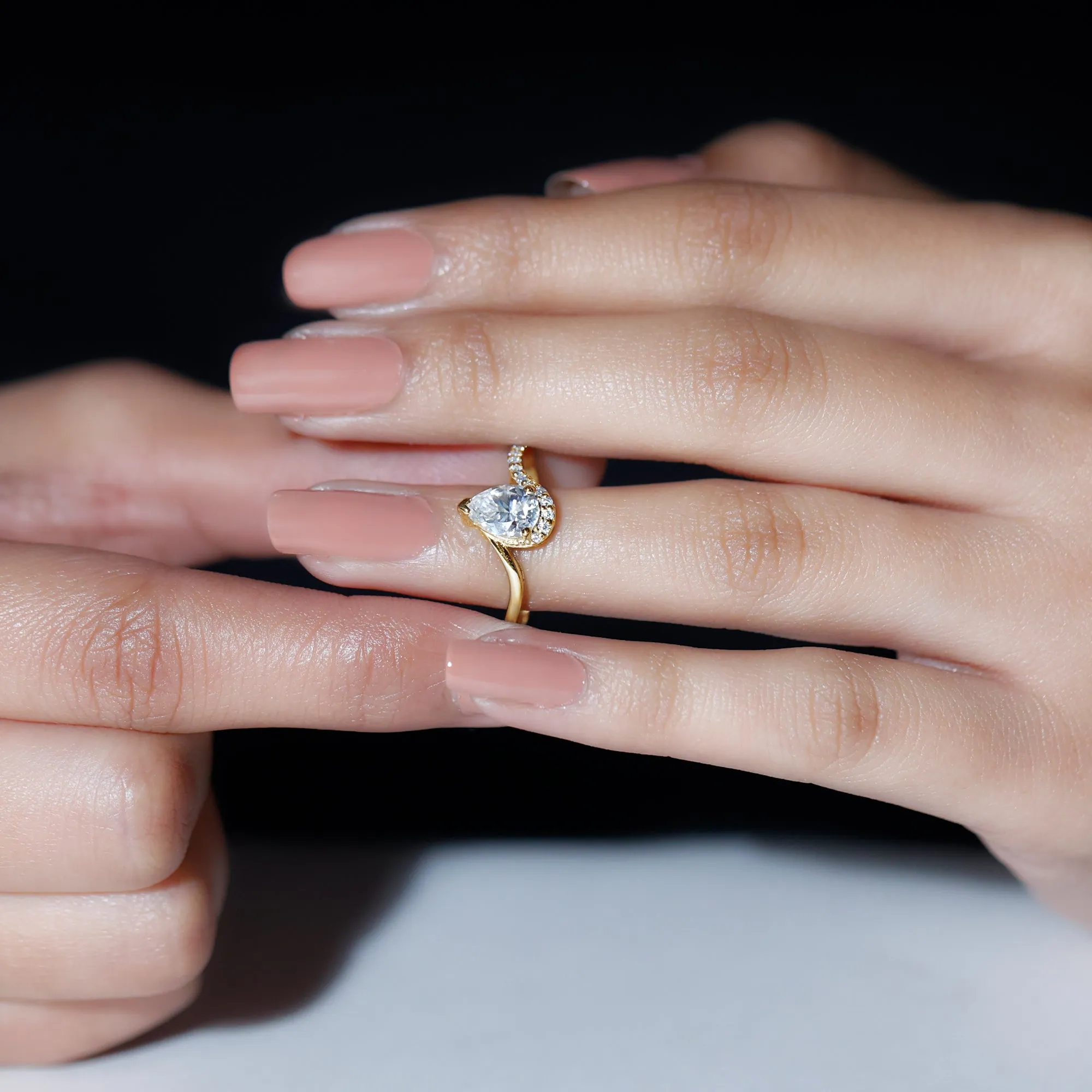 Certified Moissanite Bypass Engagement Ring