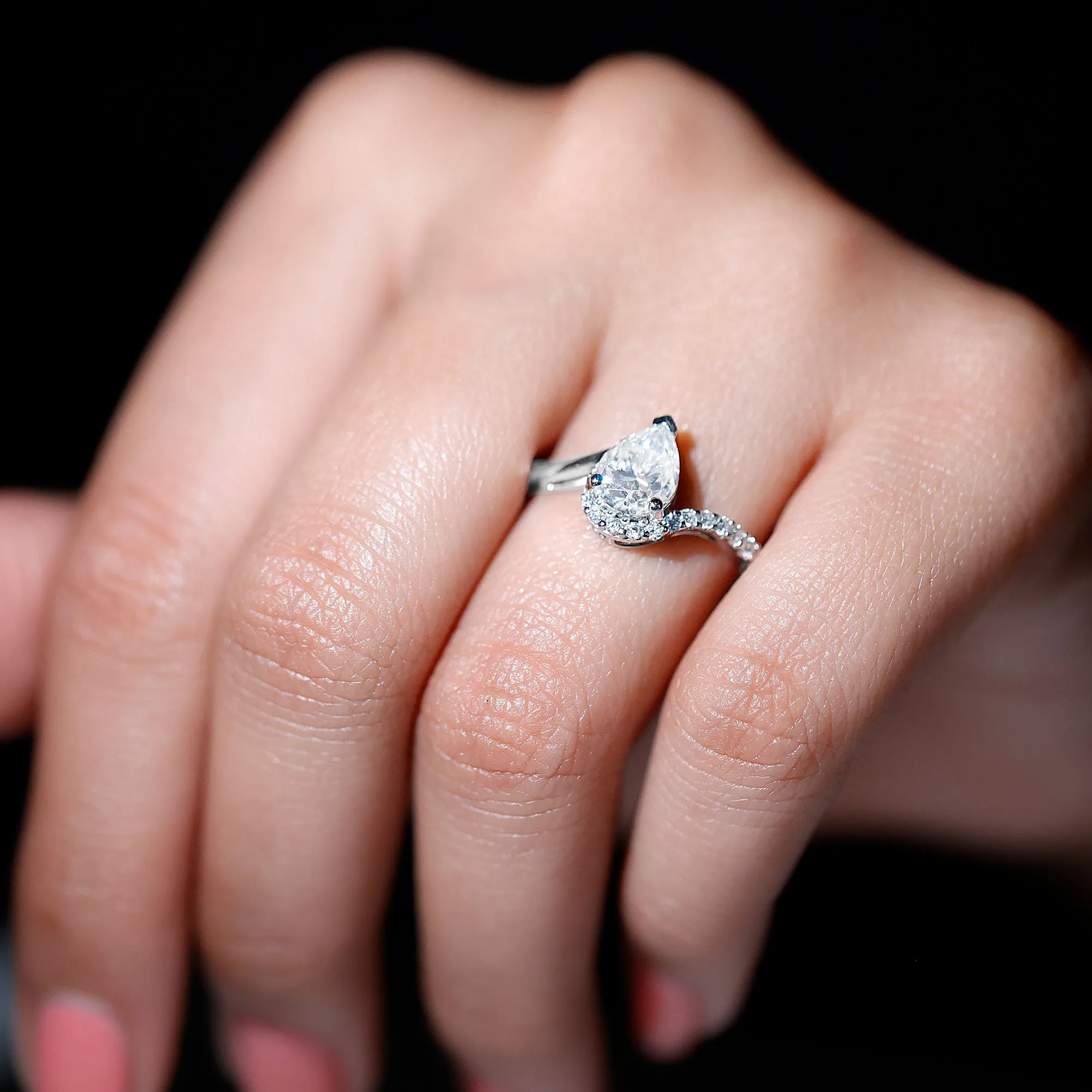 Certified Moissanite Bypass Engagement Ring