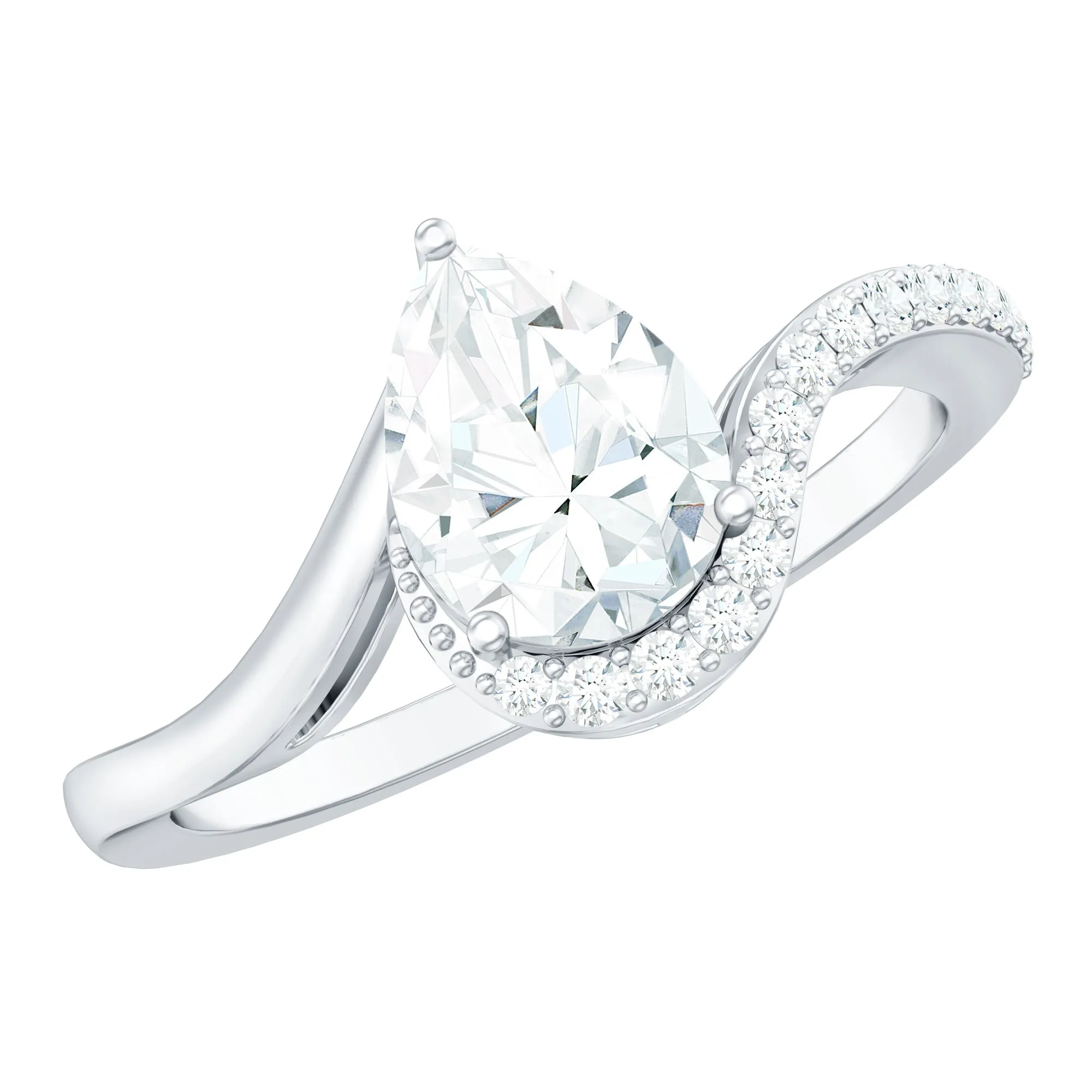 Certified Moissanite Bypass Engagement Ring