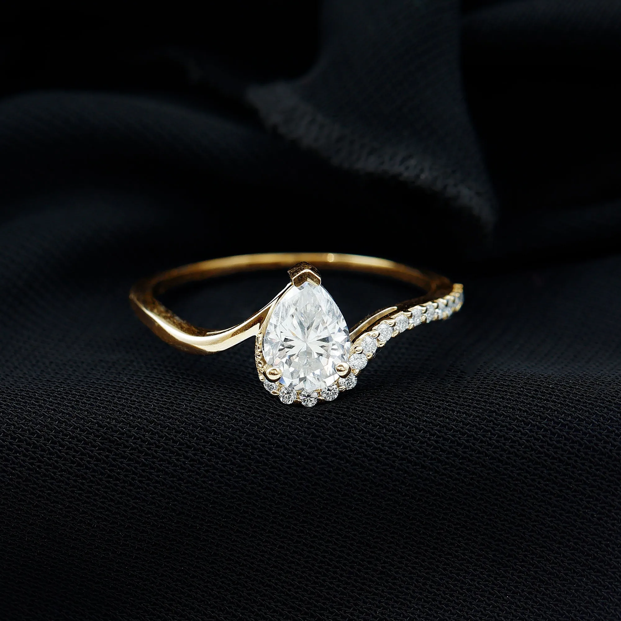 Certified Moissanite Bypass Engagement Ring