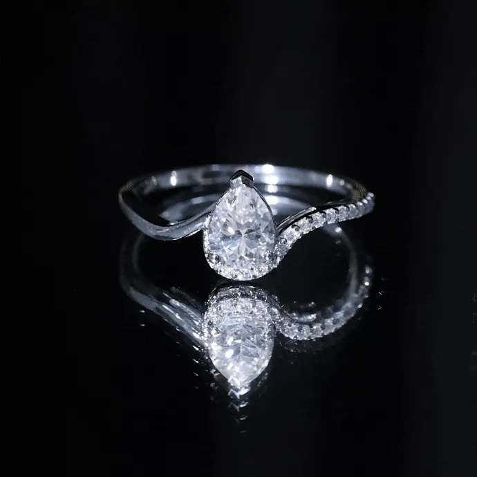 Certified Moissanite Bypass Engagement Ring