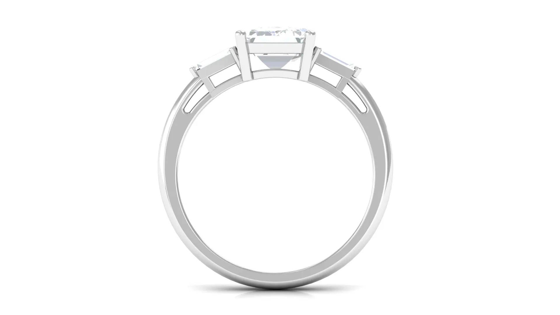 Certified Moissanite Emerald Cut Solitaire Engagement Ring
