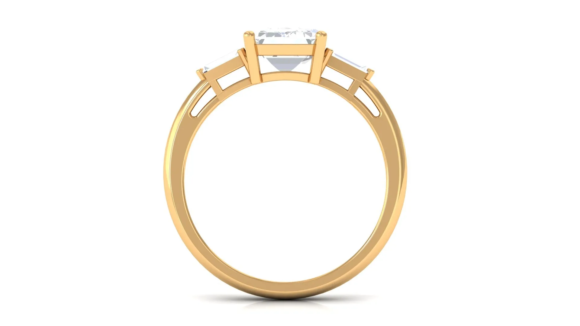 Certified Moissanite Emerald Cut Solitaire Engagement Ring