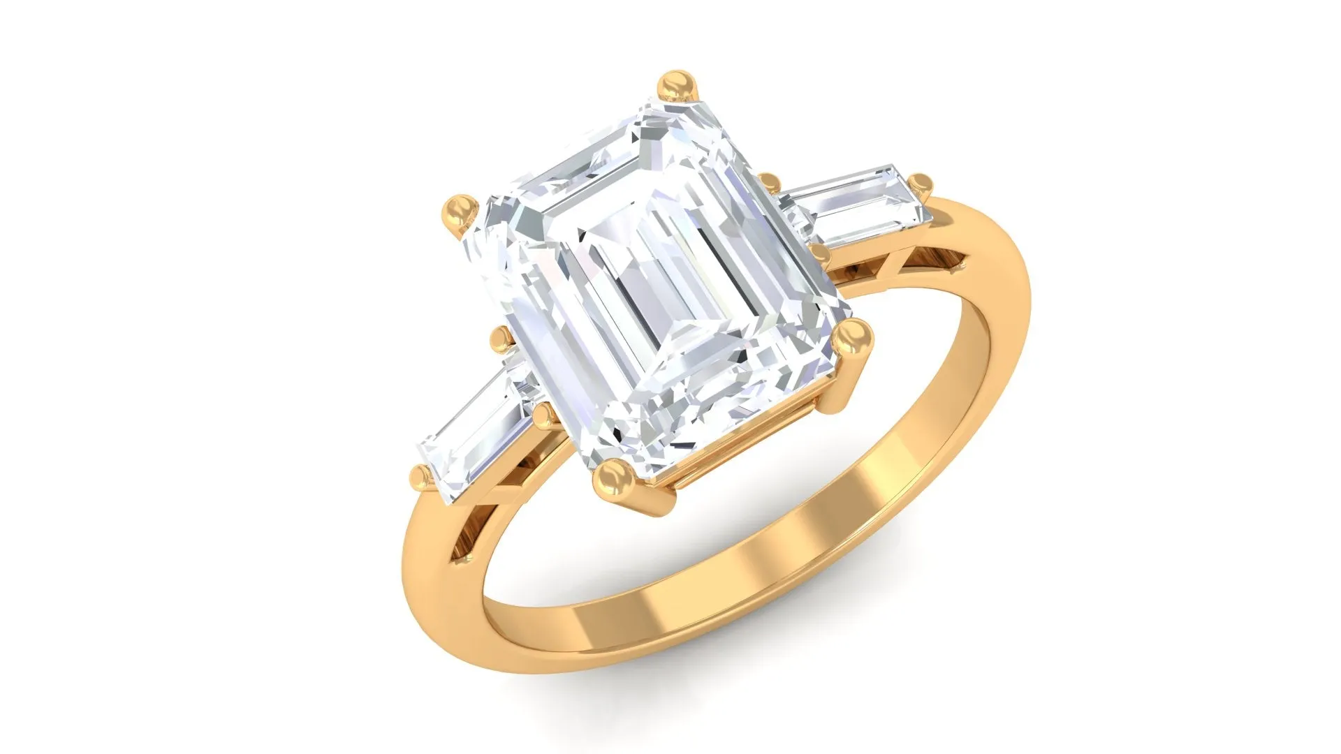 Certified Moissanite Emerald Cut Solitaire Engagement Ring
