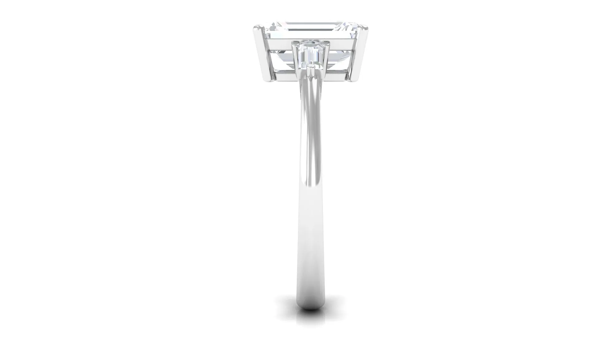 Certified Moissanite Emerald Cut Solitaire Engagement Ring