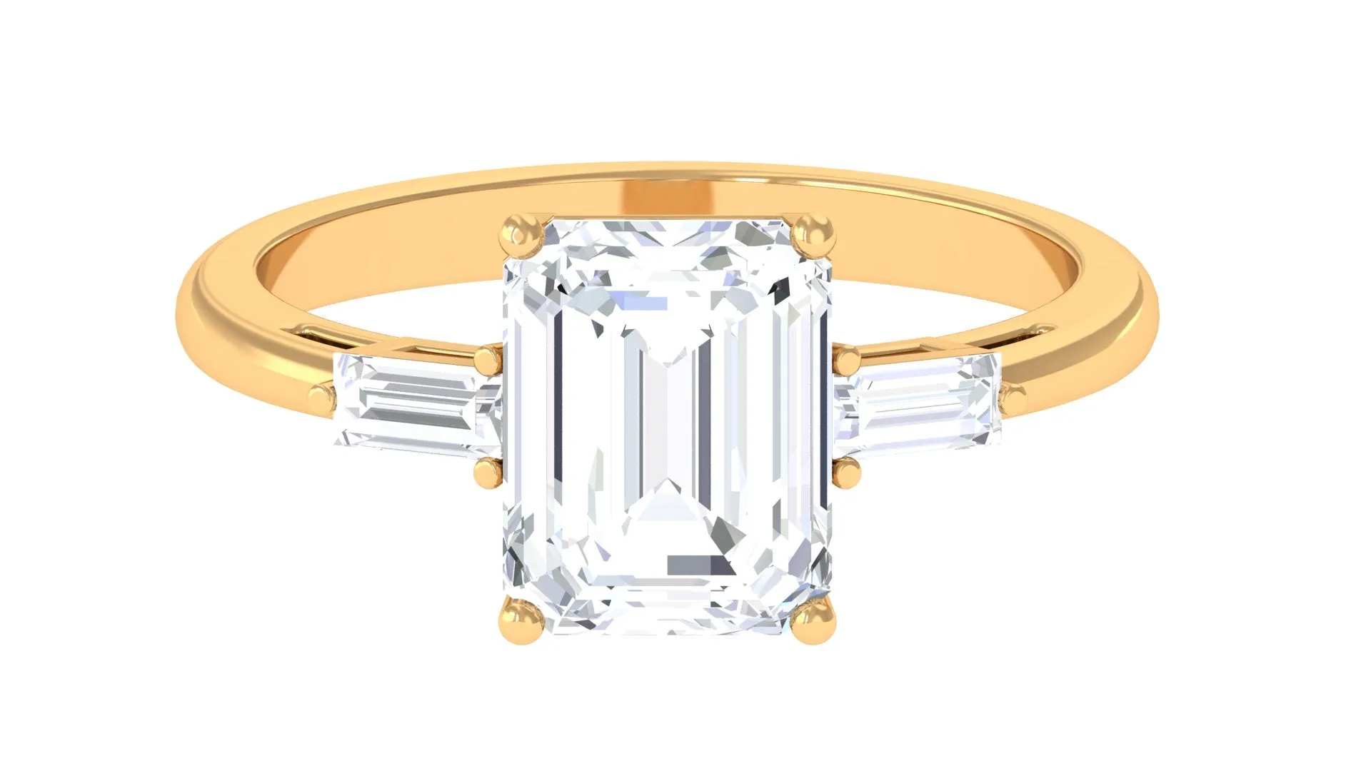 Certified Moissanite Emerald Cut Solitaire Engagement Ring