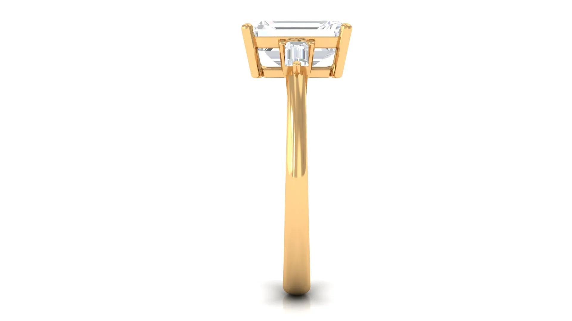 Certified Moissanite Emerald Cut Solitaire Engagement Ring