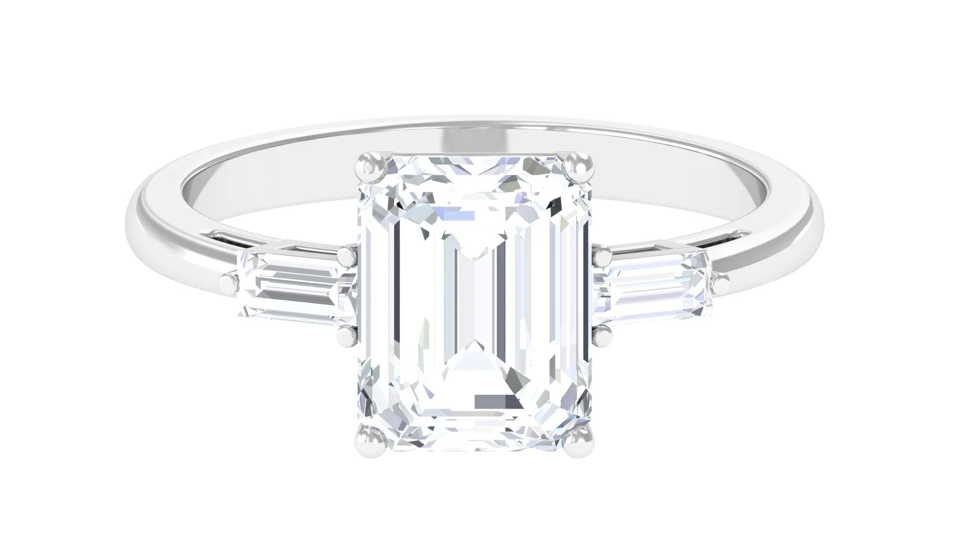Certified Moissanite Emerald Cut Solitaire Engagement Ring