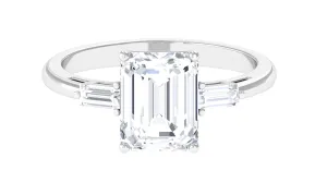 Certified Moissanite Emerald Cut Solitaire Engagement Ring