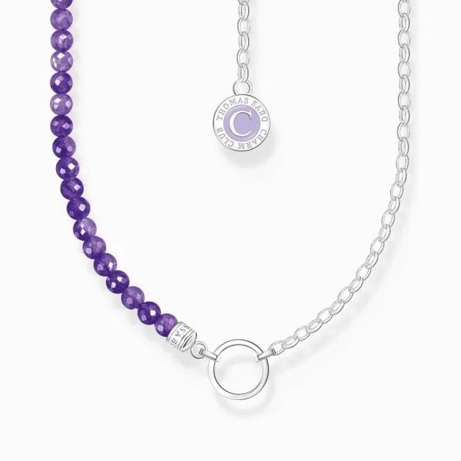 Charmista Member Violet Sterling Silver Enamel Charm Necklace KE2190-007-13
