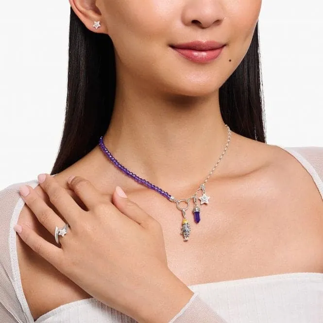 Charmista Member Violet Sterling Silver Enamel Charm Necklace KE2190-007-13