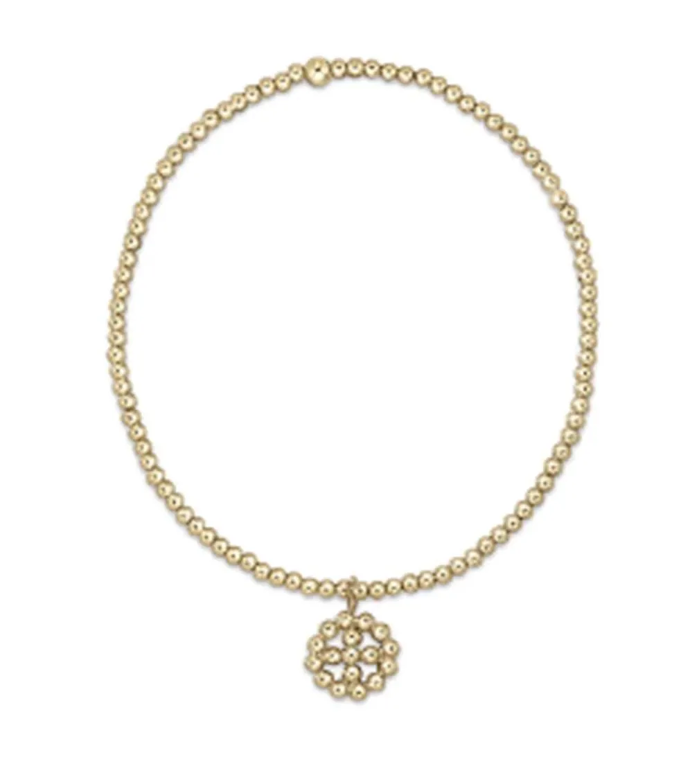 Classic Gold 2mm Bead Bracelet- Classic Beaded Signature Cross Halo Small Gold Charm