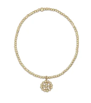 Classic Gold 2mm Bead Bracelet- Classic Beaded Signature Cross Halo Small Gold Charm
