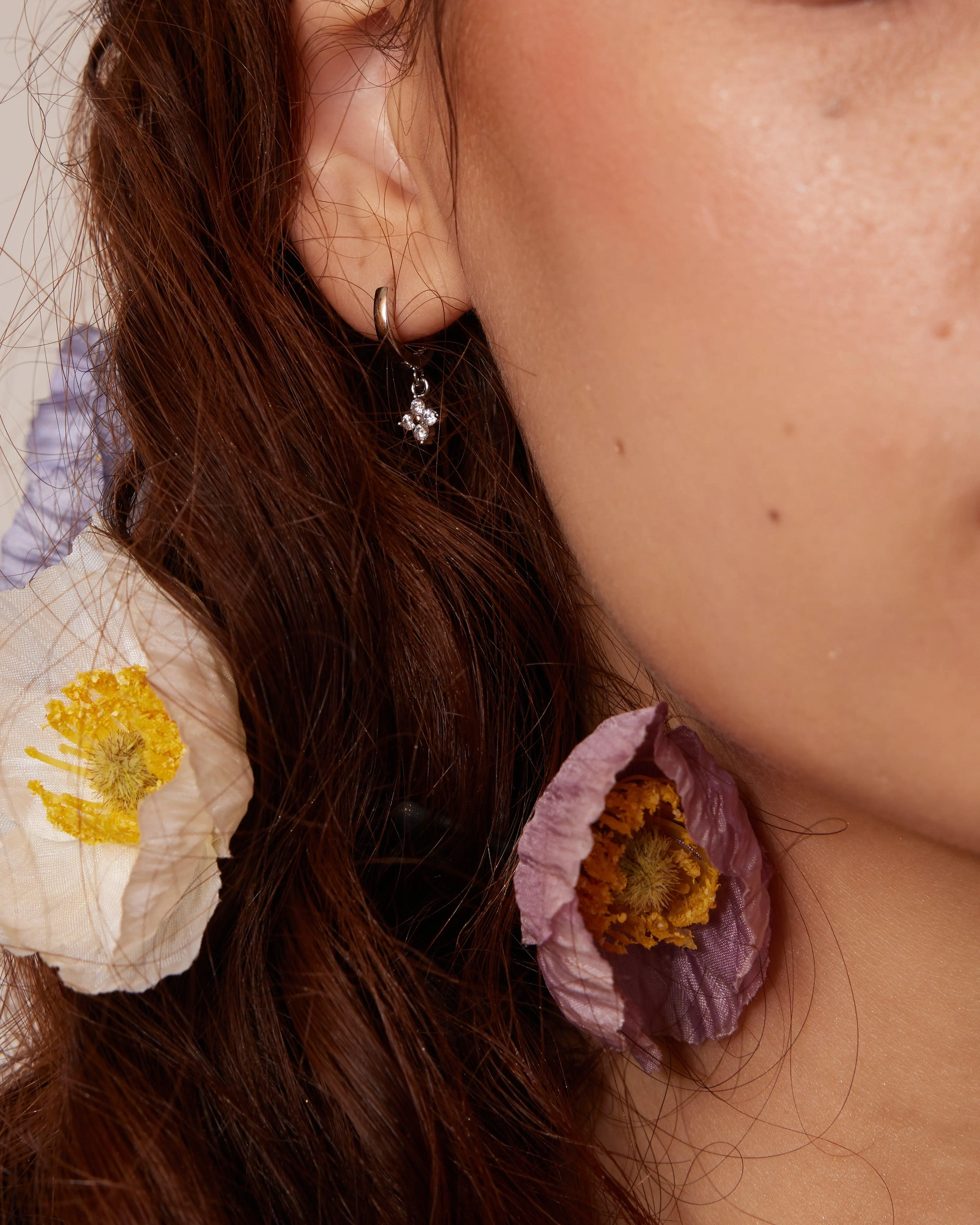 Clover Mini Hoop Earrings in Silver
