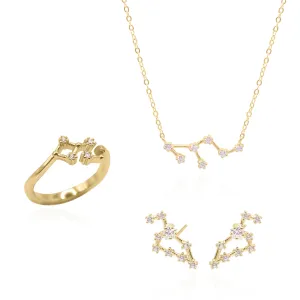 Constellation Star Sign Gift Set | Earrings, Necklace & Ring | 18K Gold Plated