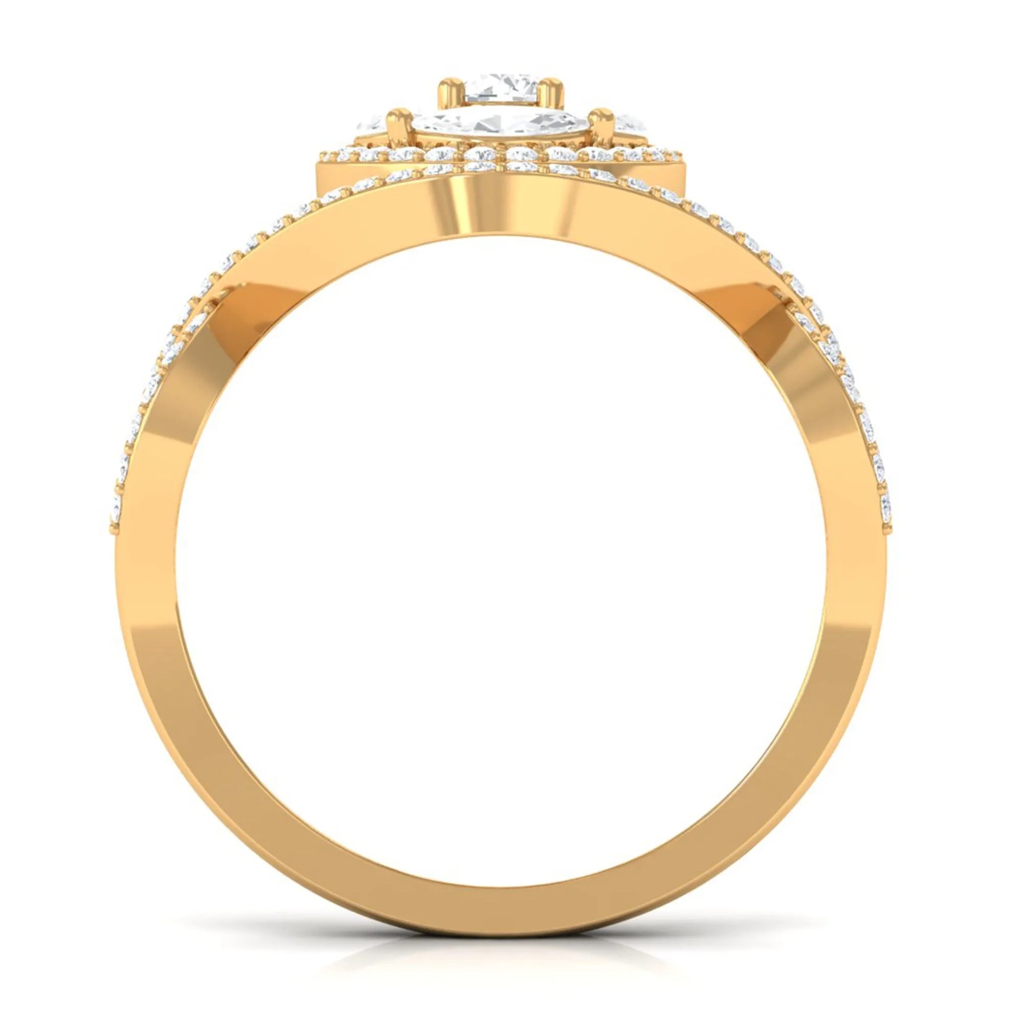 Criss Cross Zircon Cluster Engagement Ring