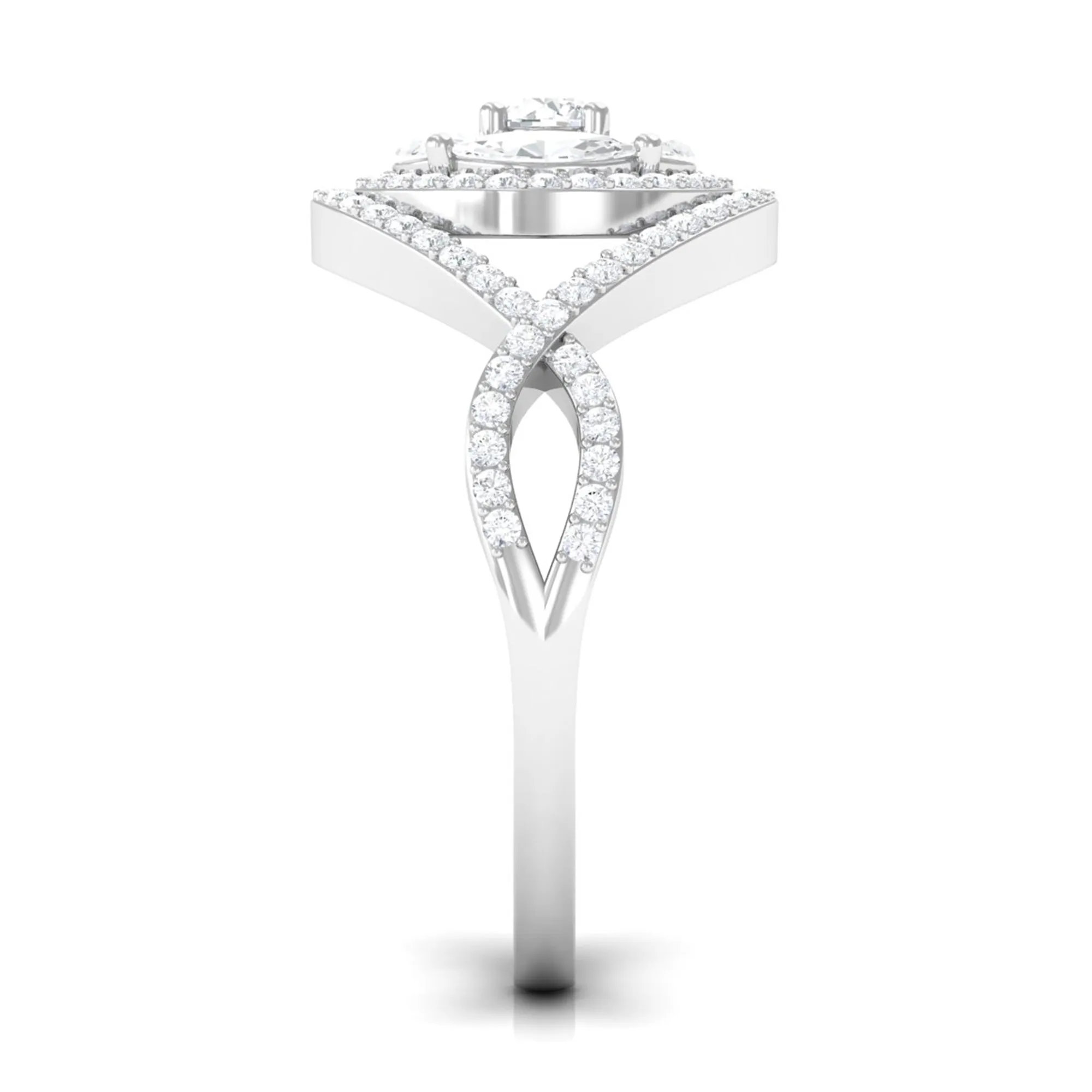 Criss Cross Zircon Cluster Engagement Ring