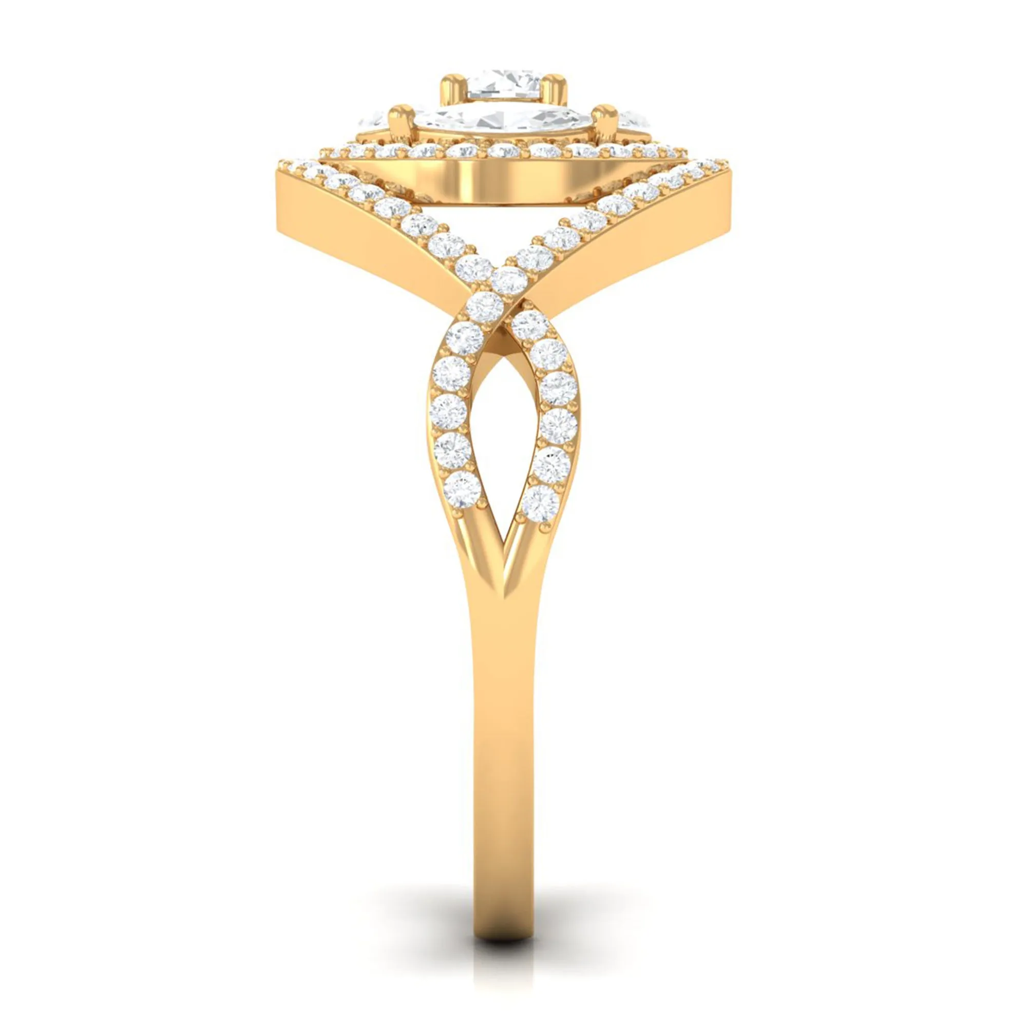 Criss Cross Zircon Cluster Engagement Ring