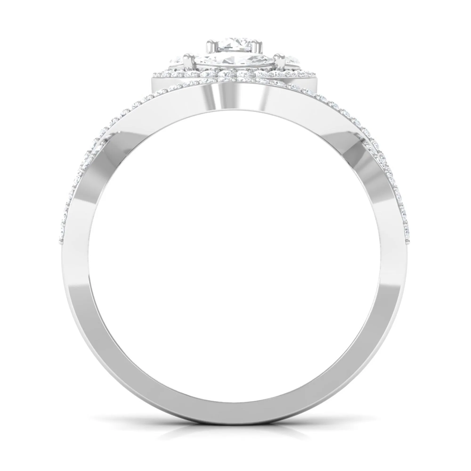 Criss Cross Zircon Cluster Engagement Ring