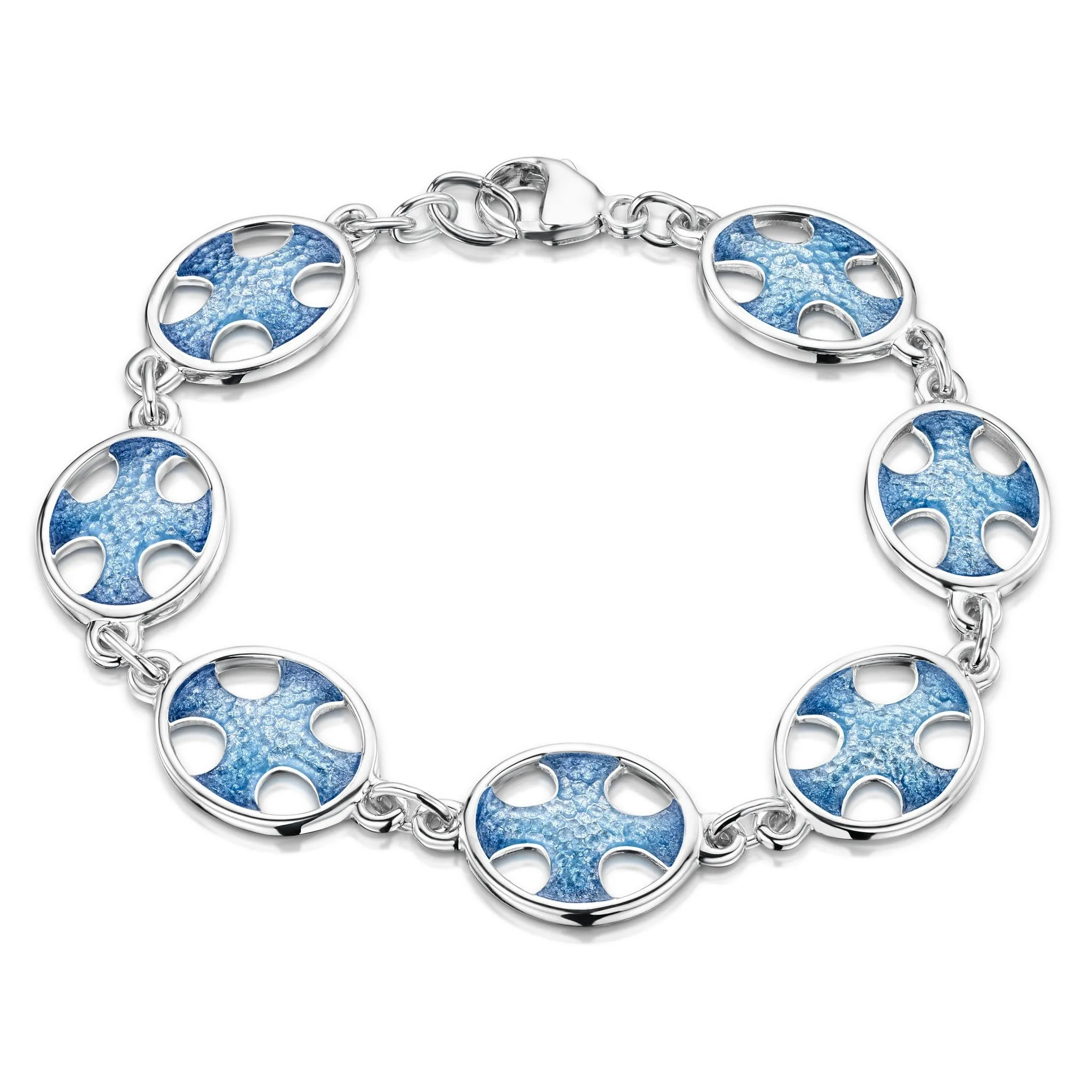Cross of the Kirk Silver 7-link Bracelet in Cool Slate Enamel