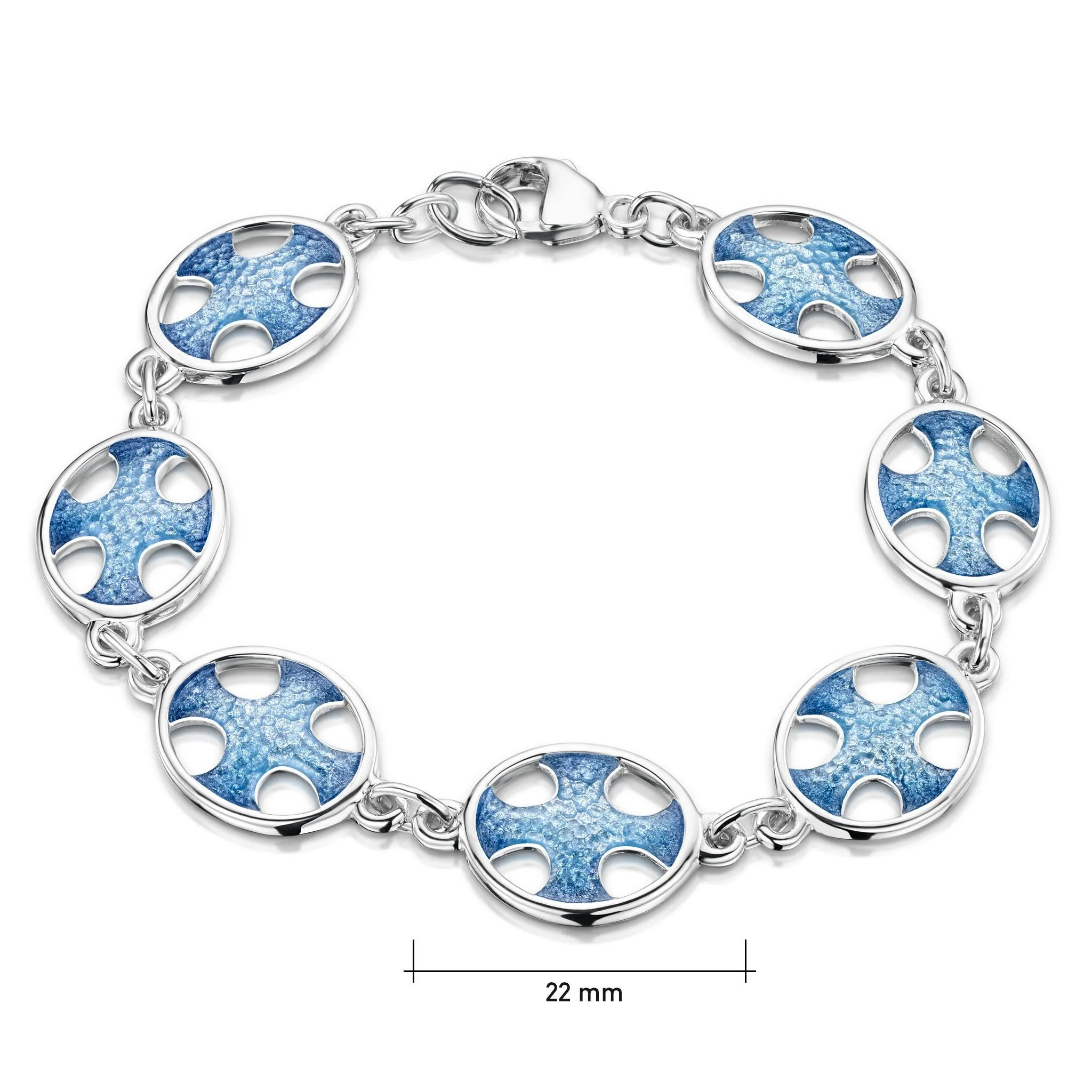 Cross of the Kirk Silver 7-link Bracelet in Cool Slate Enamel