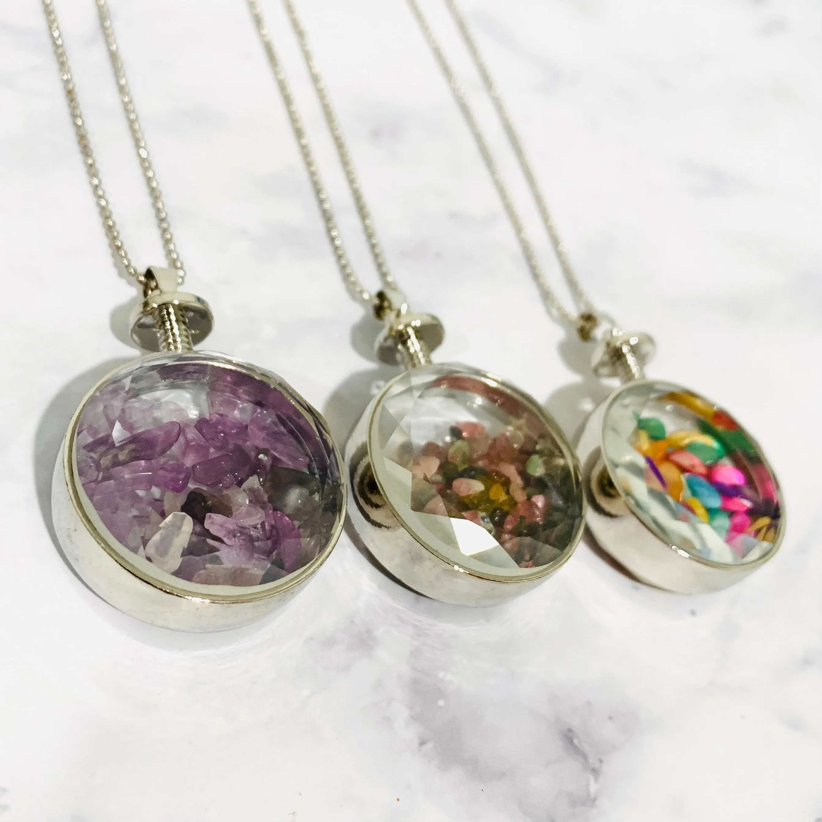 Crystal Filled Pendant Necklaces