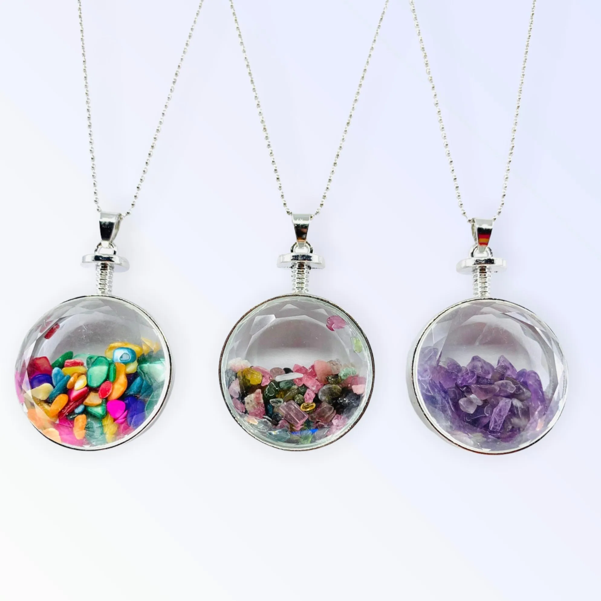 Crystal Filled Pendant Necklaces