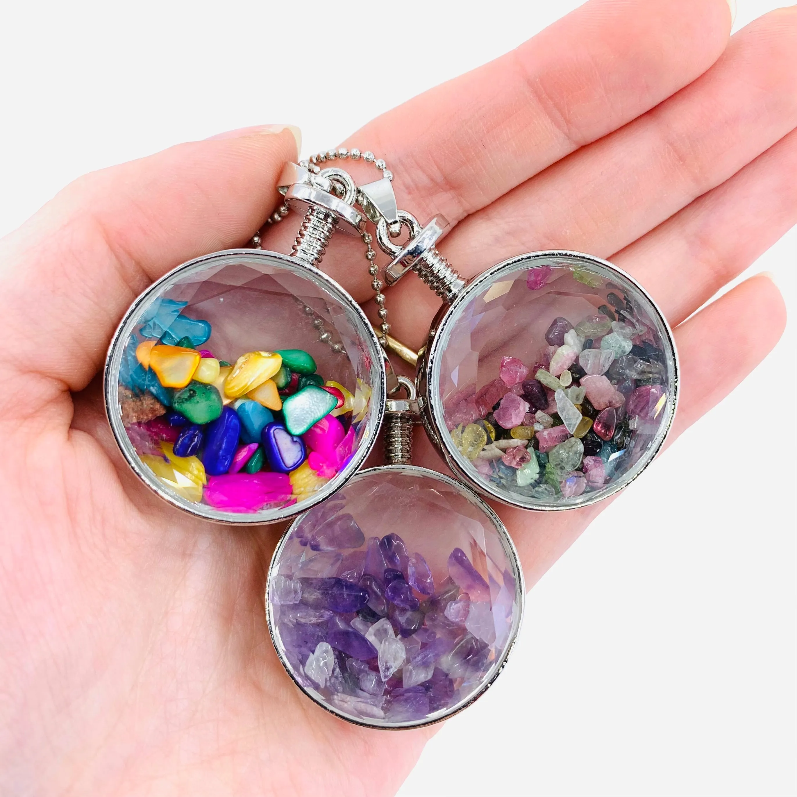 Crystal Filled Pendant Necklaces