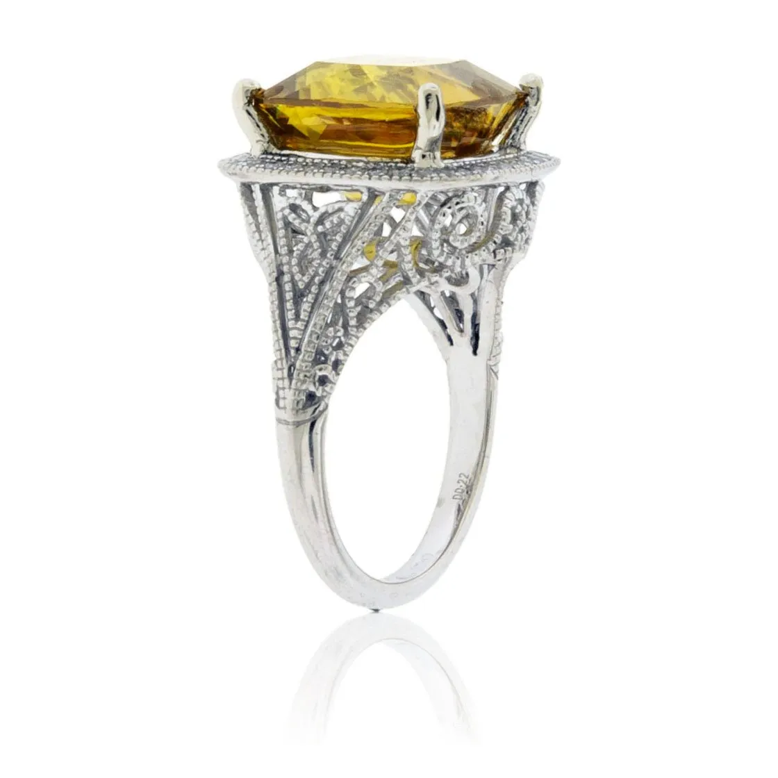 Cushion Sphene and Diamond Accented Ring