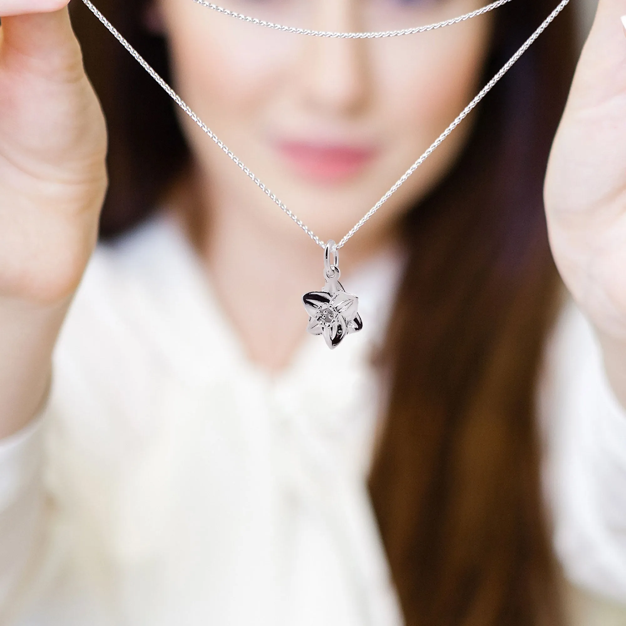 Daffodil Flower Silver Charm