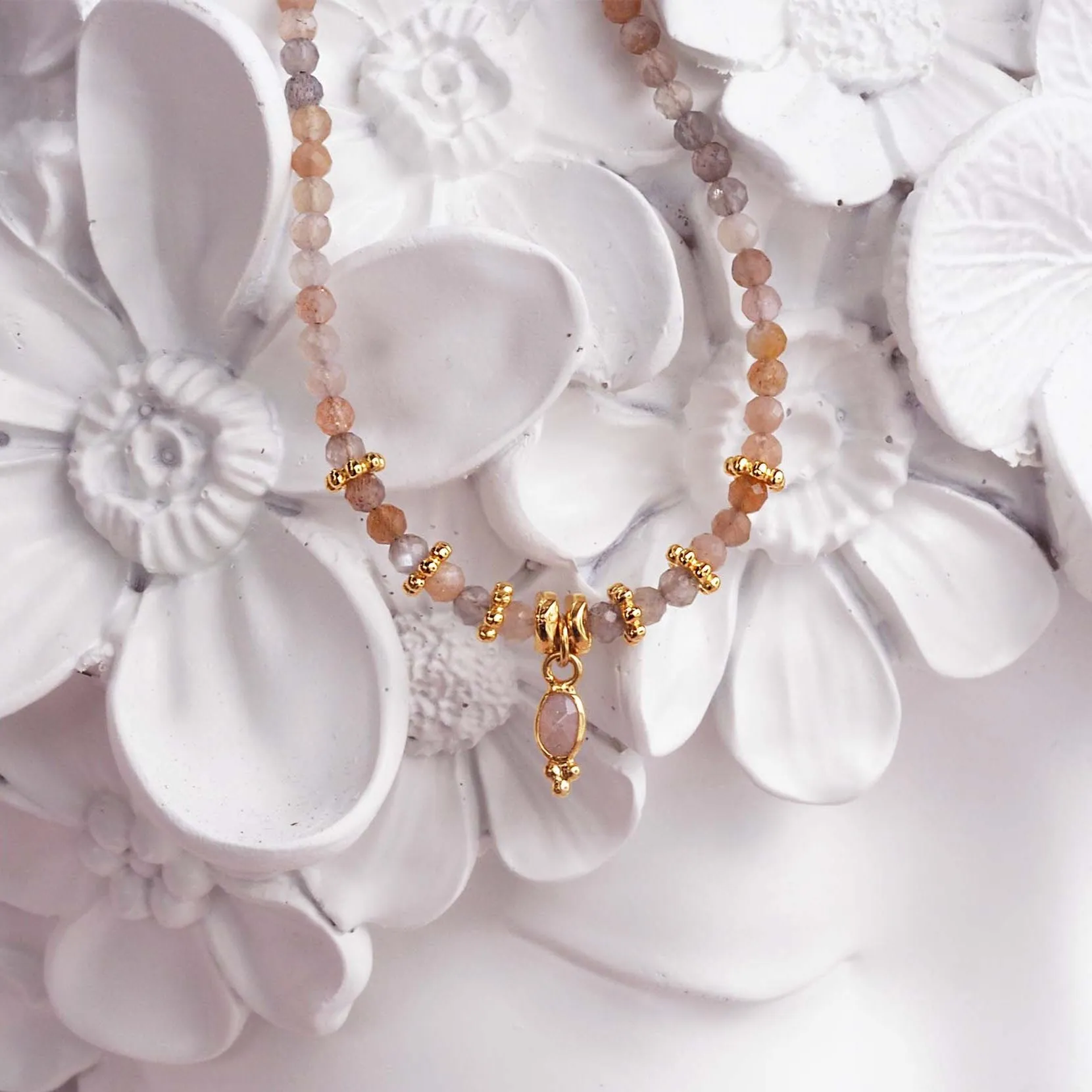 Dainty Goddess Orange Moonstone Bracelet