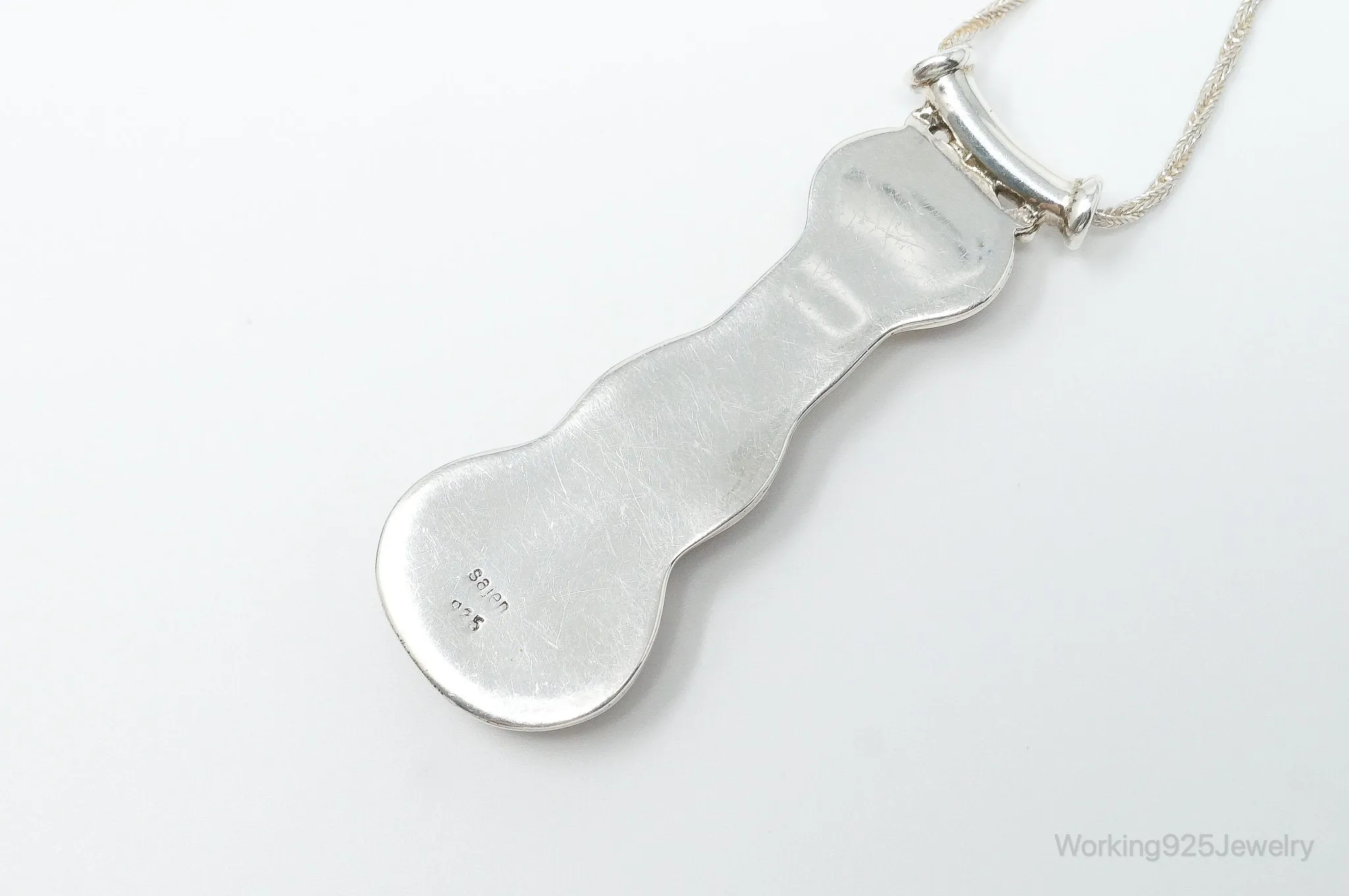 Designer SAJEN Cinnabar Rhodocrosite White Moonstone Sterling Silver Necklace