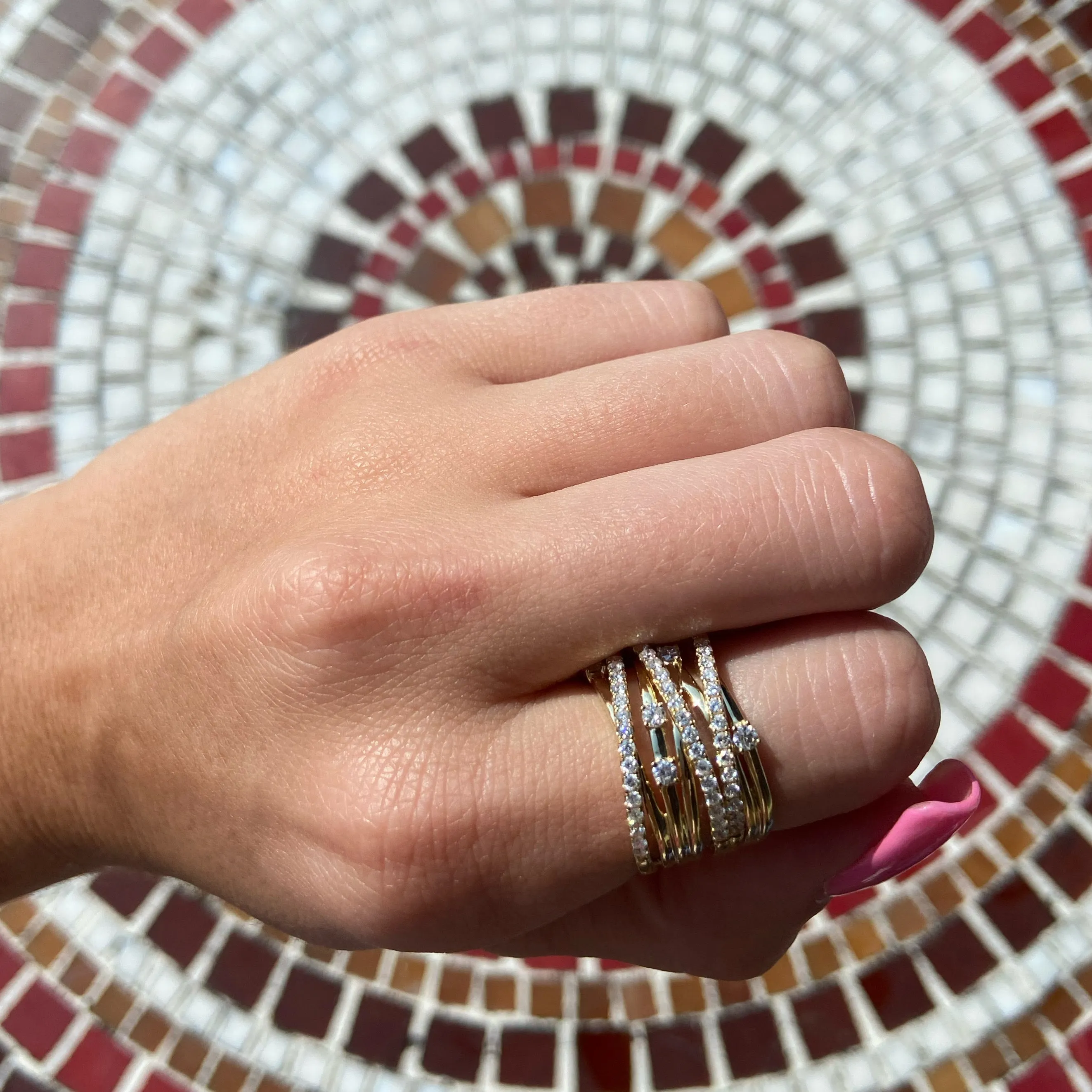 Diamond & Gold Multi-Band Ring