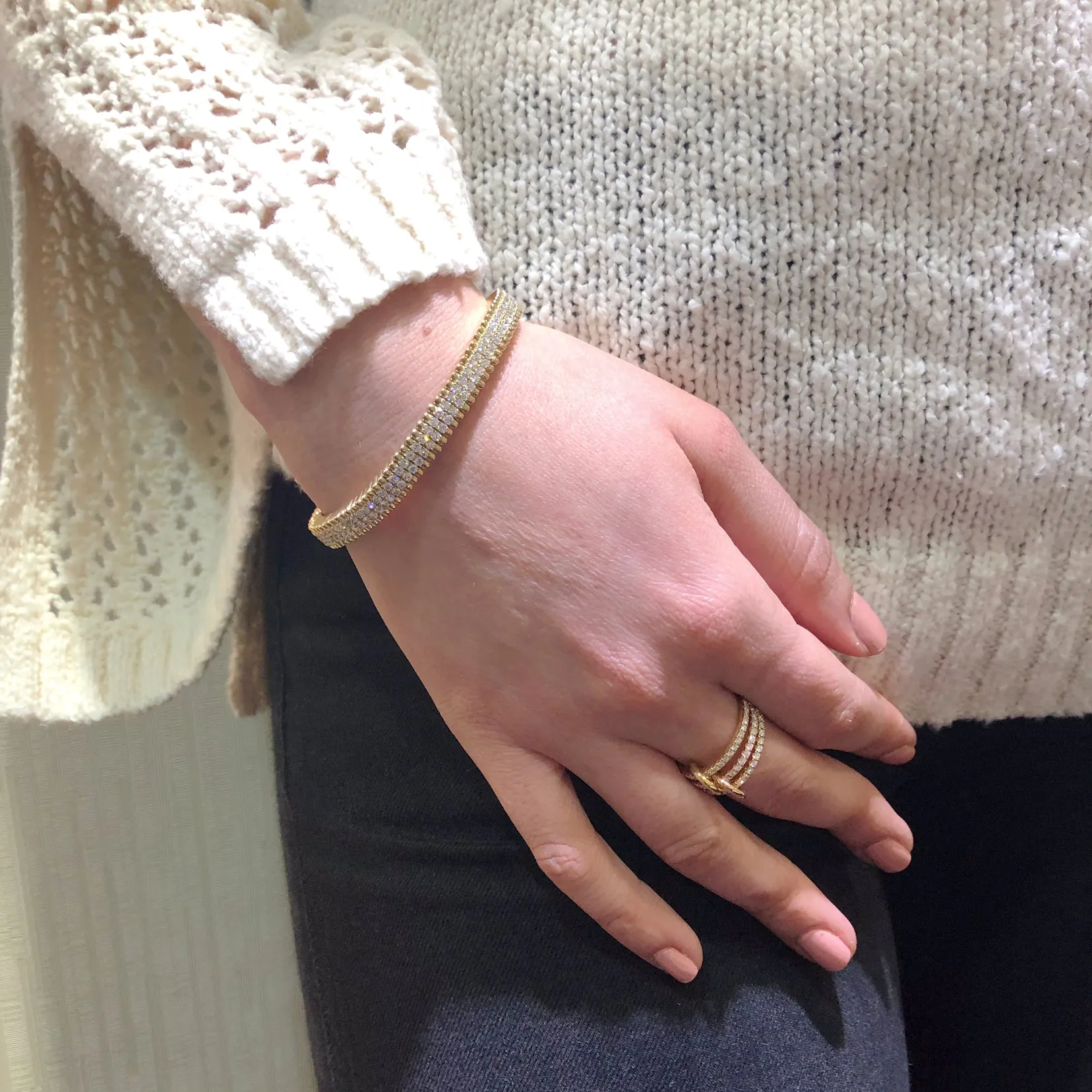 Diamond Beaded Stretch Bracelet