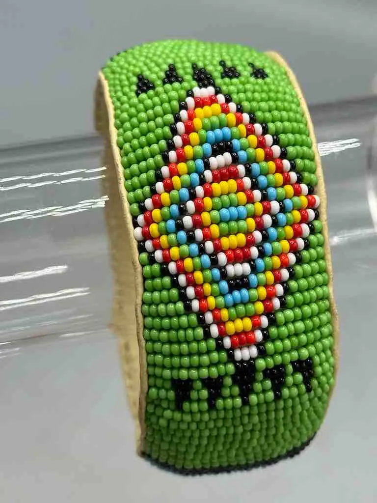 Diamond Design Wide Beaded Leather Bracelet - Mali
