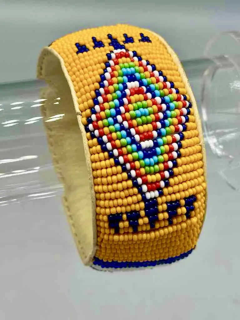 Diamond Design Wide Beaded Leather Bracelet - Mali