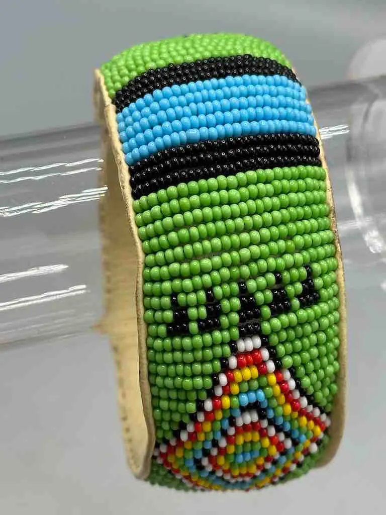 Diamond Design Wide Beaded Leather Bracelet - Mali