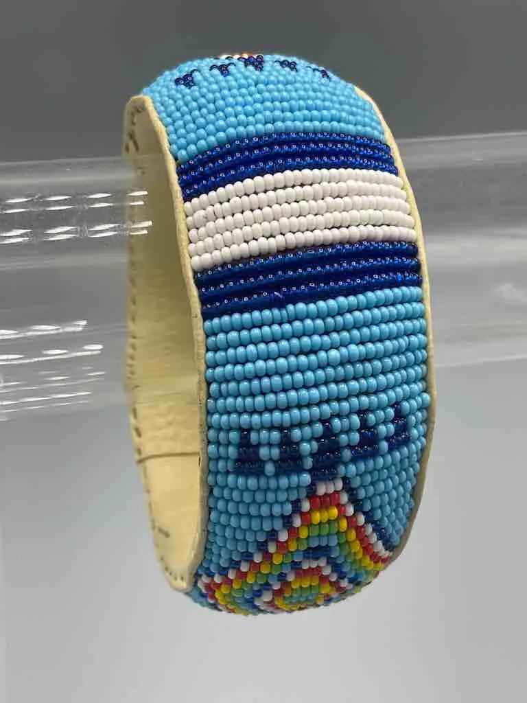 Diamond Design Wide Beaded Leather Bracelet - Mali