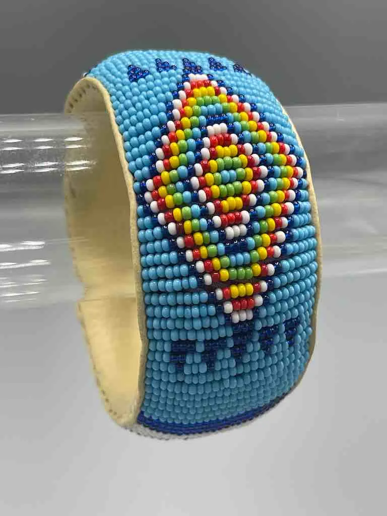 Diamond Design Wide Beaded Leather Bracelet - Mali